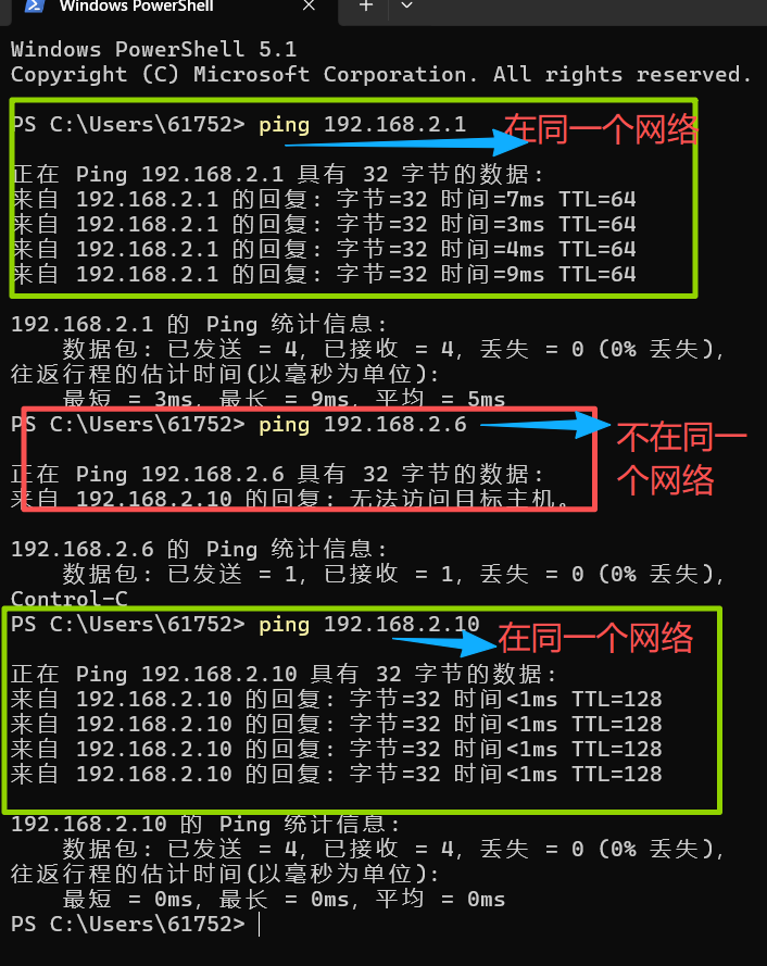 ping确定两台电脑是否在同一个网络